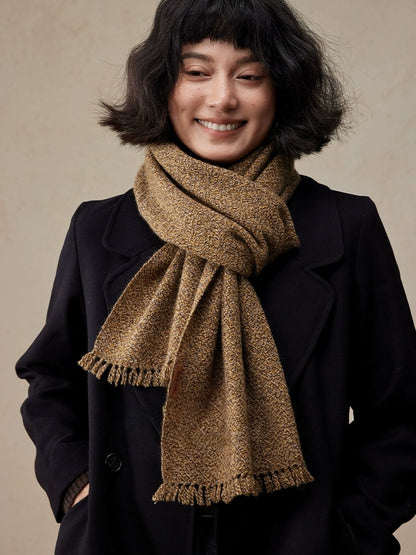 Bufanda 100% Cachemira – Textura Vintage | Verde Musgo y Rojo Palo de Rosa