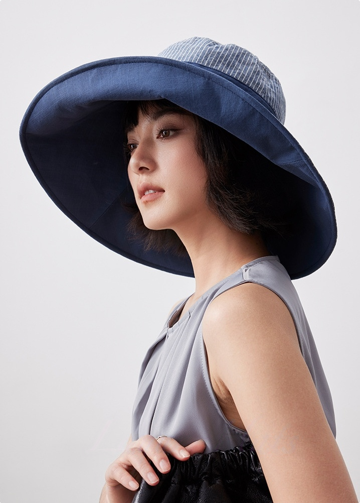 Sun Hats for Women - Reversible Wide Brim Cotton Linen Beach Hat - AOA Fashion Accessories