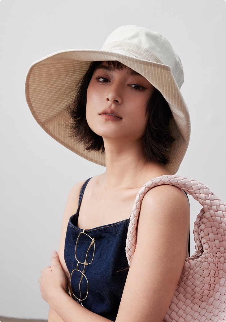 Sun Hats for Women - Reversible Wide Brim Cotton Linen Beach Hat - AOA Fashion Accessories