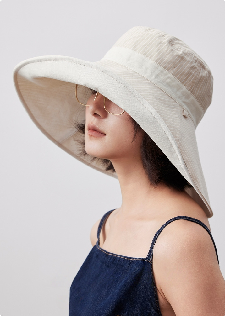 Sun Hats for Women - Reversible Wide Brim Cotton Linen Beach Hat - AOA Fashion Accessories