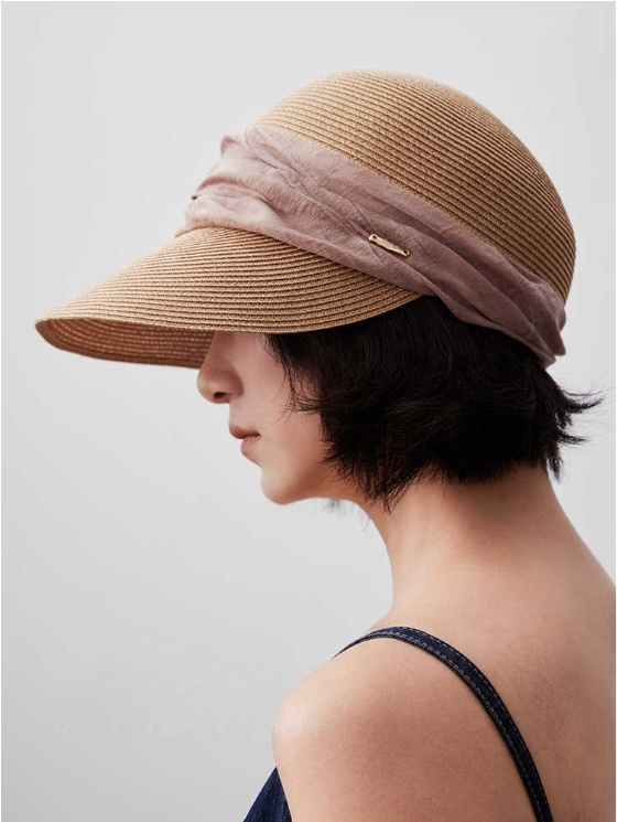 Wide Brim Sun Hat – With Pleated Decorative Band - AOA Fashion Accessories