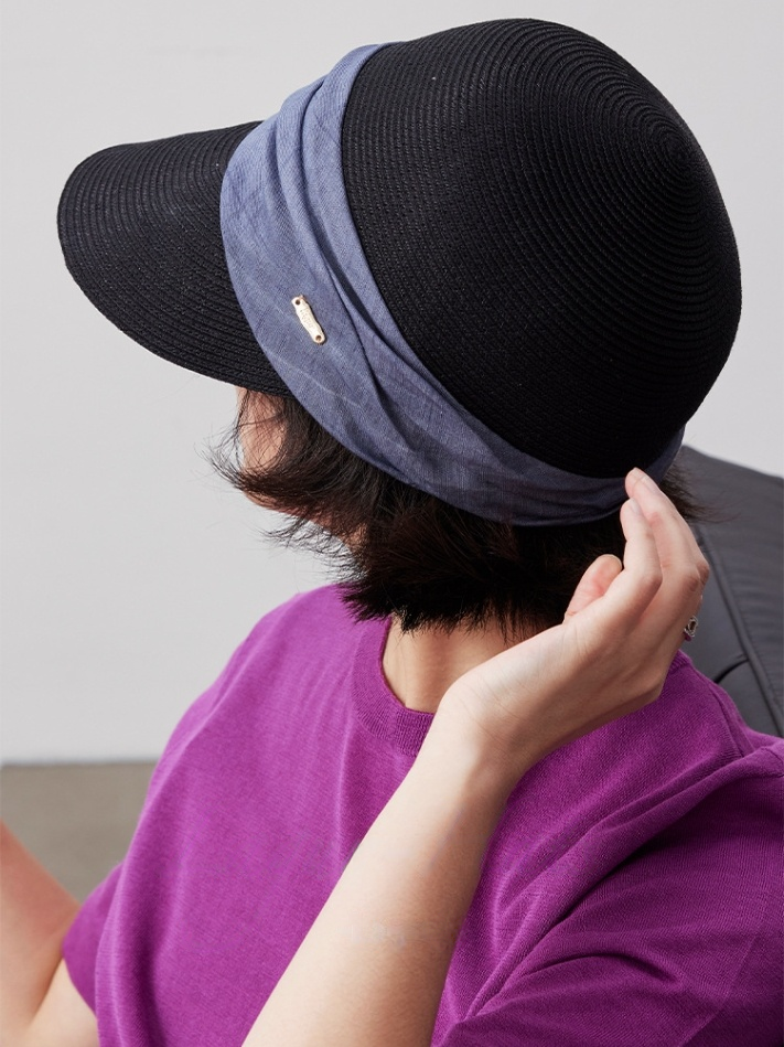 Wide Brim Sun Hat – With Pleated Decorative Band - AOA Fashion Accessories