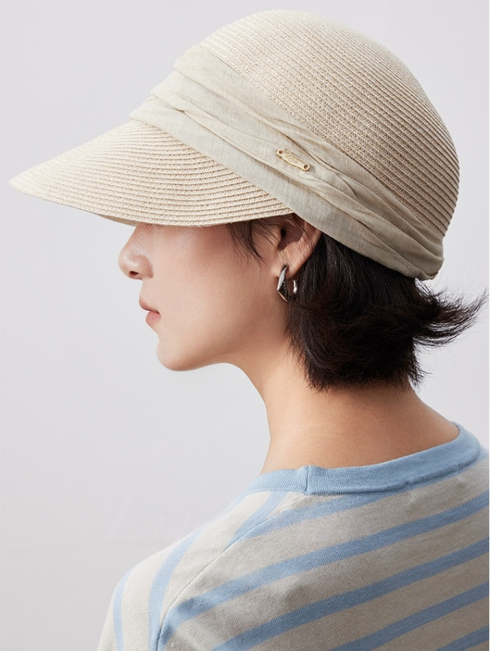 Wide Brim Sun Hat – With Pleated Decorative Band - AOA Fashion Accessories