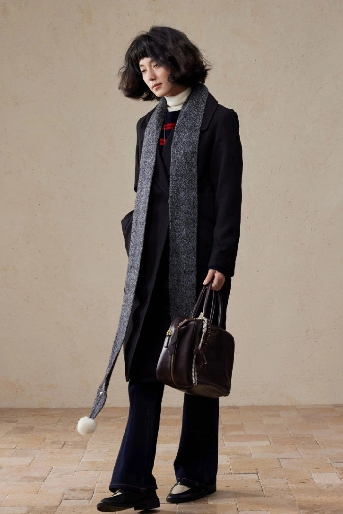 Women's Skinny Knit Scarf with Pom-Pom Design | Multiple Colors