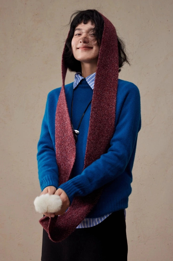 Women's Skinny Knit Scarf with Pom-Pom Design | Multiple Colors