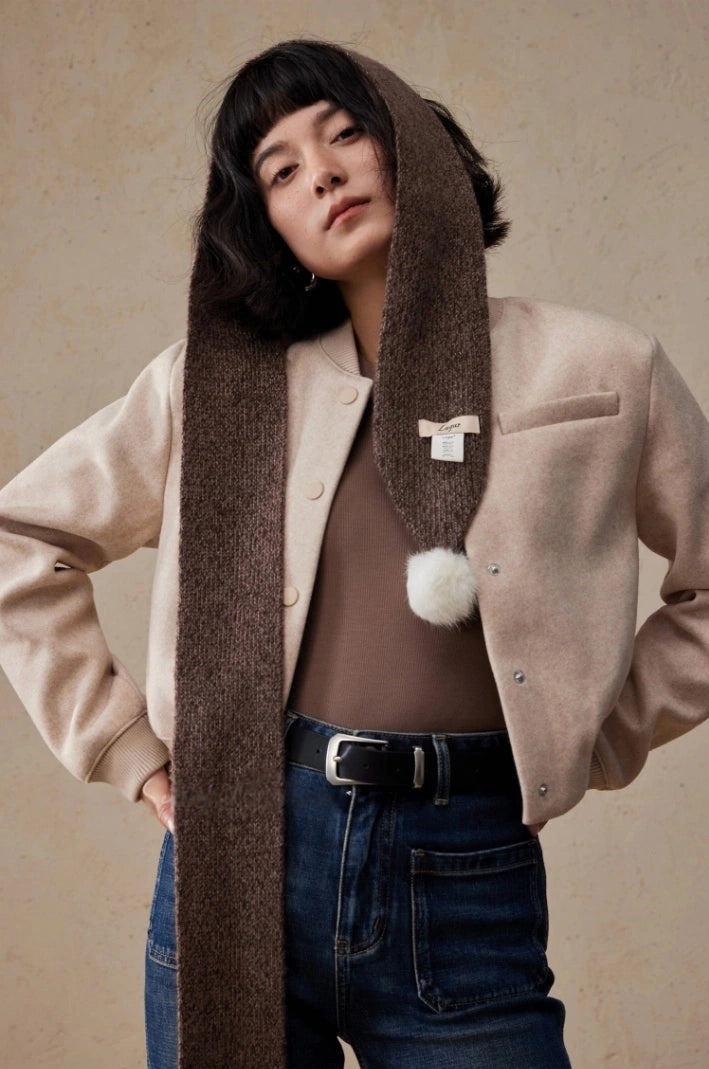 Women's Skinny Knit Scarf with Pom-Pom Design | Multiple Colors