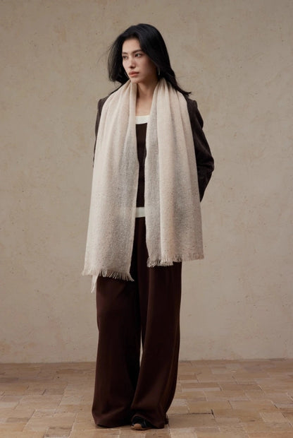 Écharpe 100% Cachemire pour Femmes – Enveloppement Doux et Luxueux en Crème et Marron