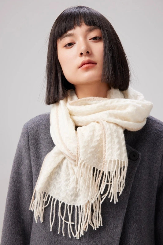 Cashmere Scarf – Classic Embossed Houndstooth Elegance | Multiple Colors