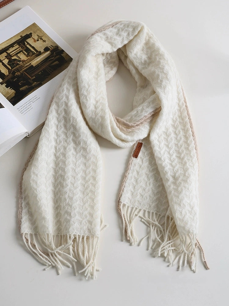 Cashmere Scarf – Classic Embossed Houndstooth Elegance | Multiple Colors