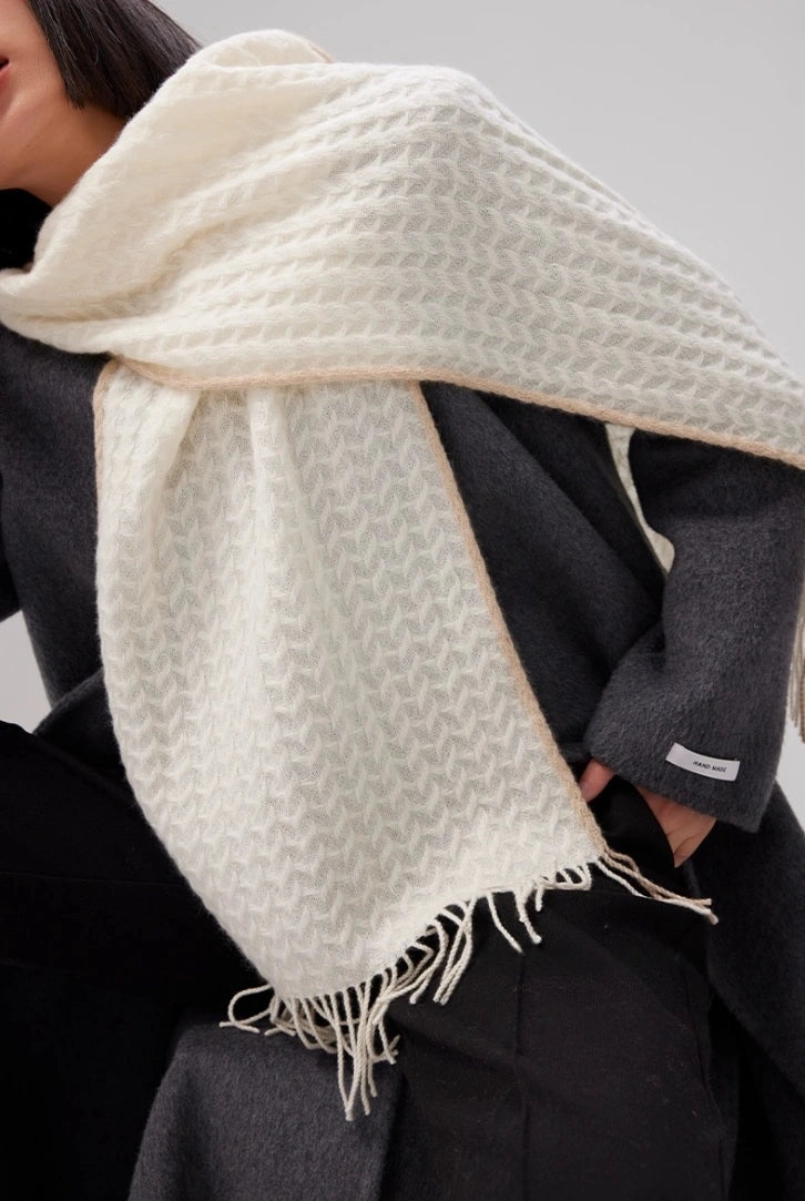 Cashmere Scarf – Classic Embossed Houndstooth Elegance | Multiple Colors