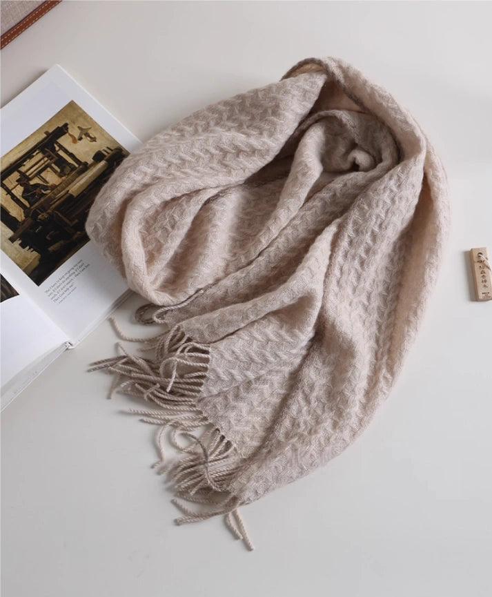 Cashmere Scarf – Classic Embossed Houndstooth Elegance | Multiple Colors