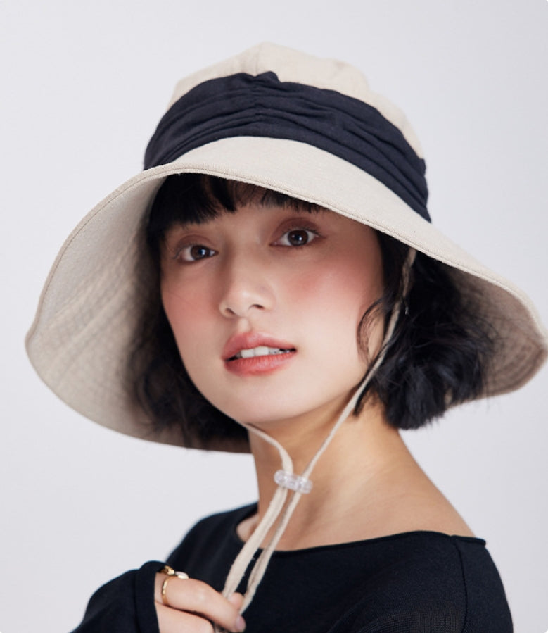 Women’s Wide Brim Sun Hat – Linen Cotton Sun Visor Hat - AOA Fashion Accessories