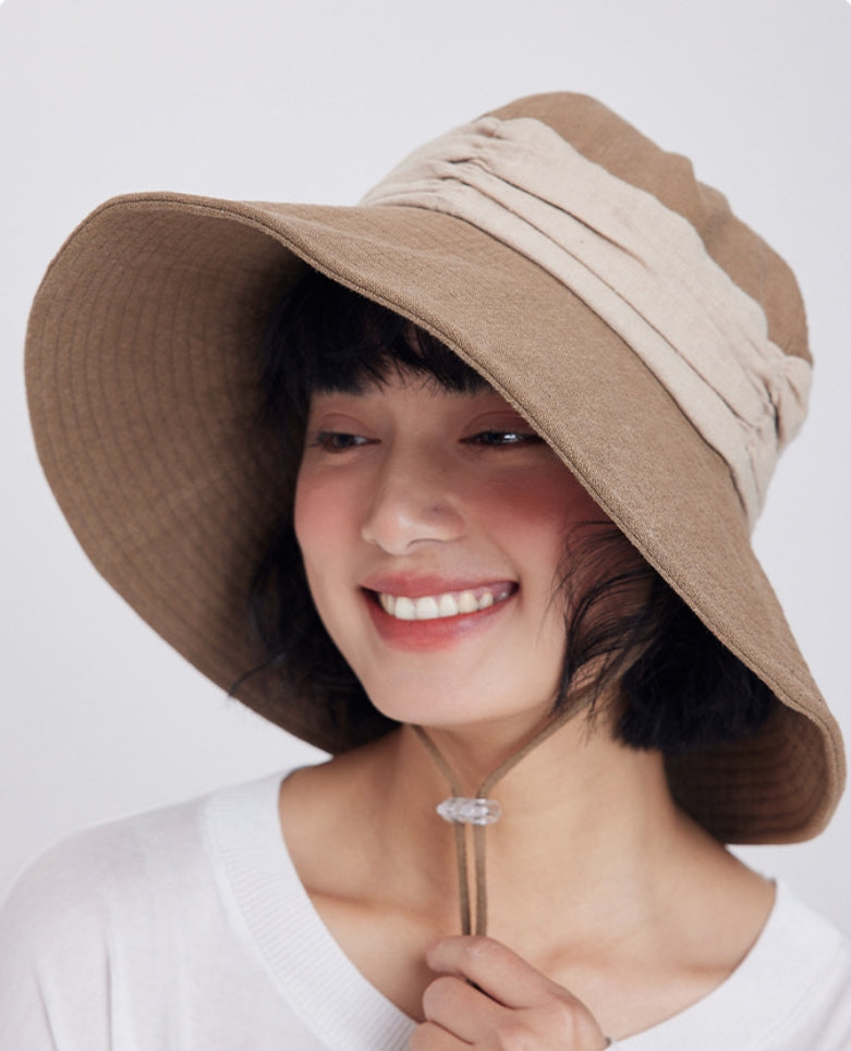 Women’s Wide Brim Sun Hat – Linen Cotton Sun Visor Hat - AOA Fashion Accessories