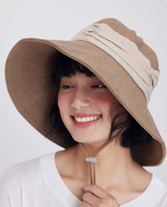 Women’s Wide Brim Sun Hat – Linen Cotton Sun Visor Hat - AOA Fashion Accessories