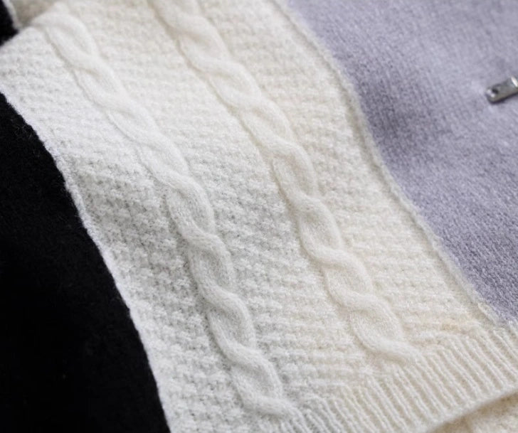 Wool Colorblock Scarf – Vintage Cable Knit | Multiple Colors