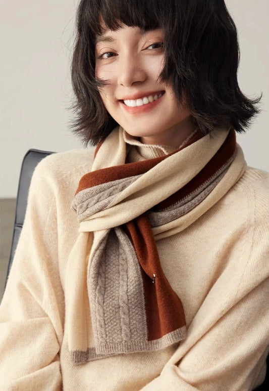 Wool Colorblock Scarf – Vintage Cable Knit | Multiple Colors