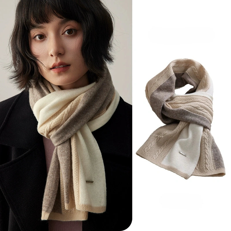 Wool Colorblock Scarf – Vintage Cable Knit | Multiple Colors