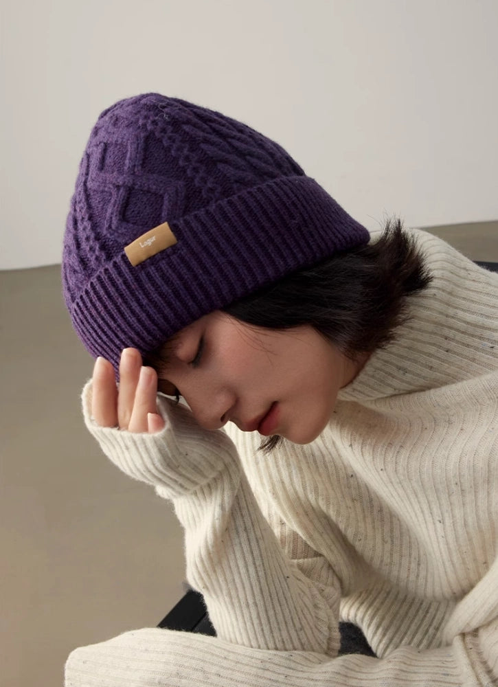 100% Wool Knit Beanie – Dreamy Purple Collection