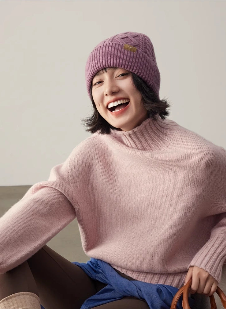 100% Wool Knit Beanie – Dreamy Purple Collection