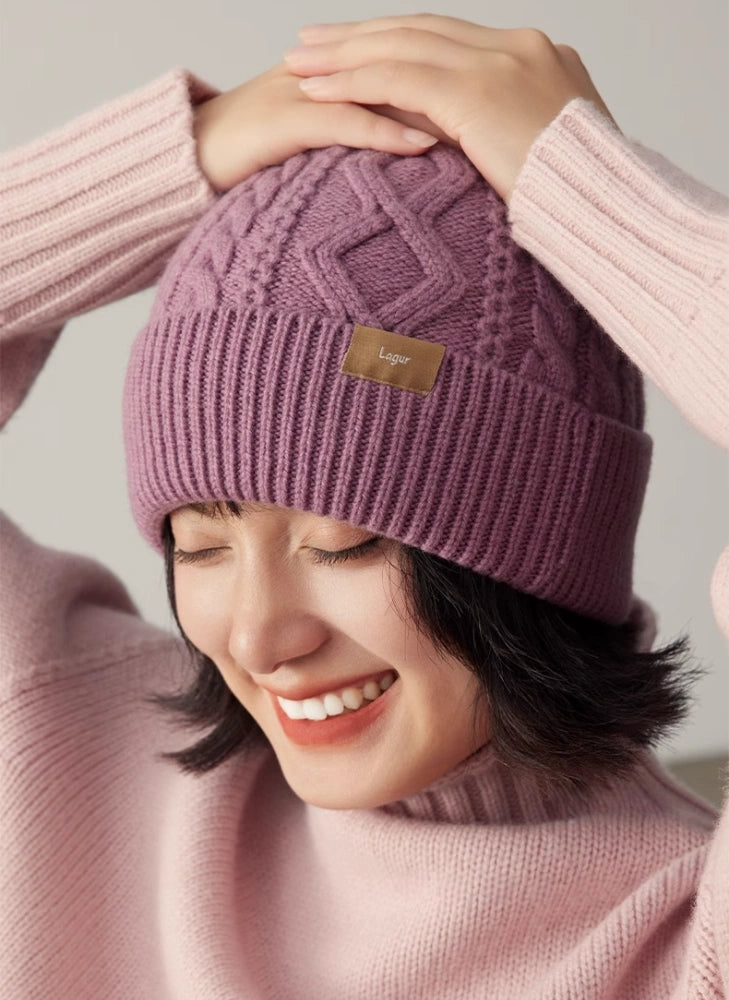 100% Wool Knit Beanie – Dreamy Purple Collection