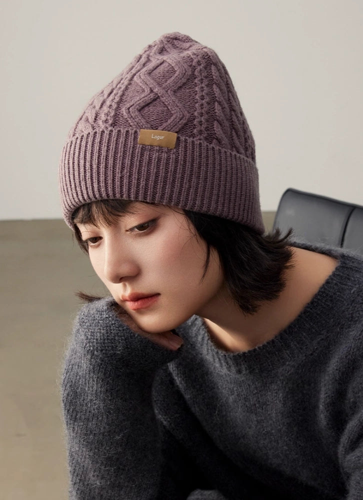 100% Wool Knit Beanie – Dreamy Purple Collection