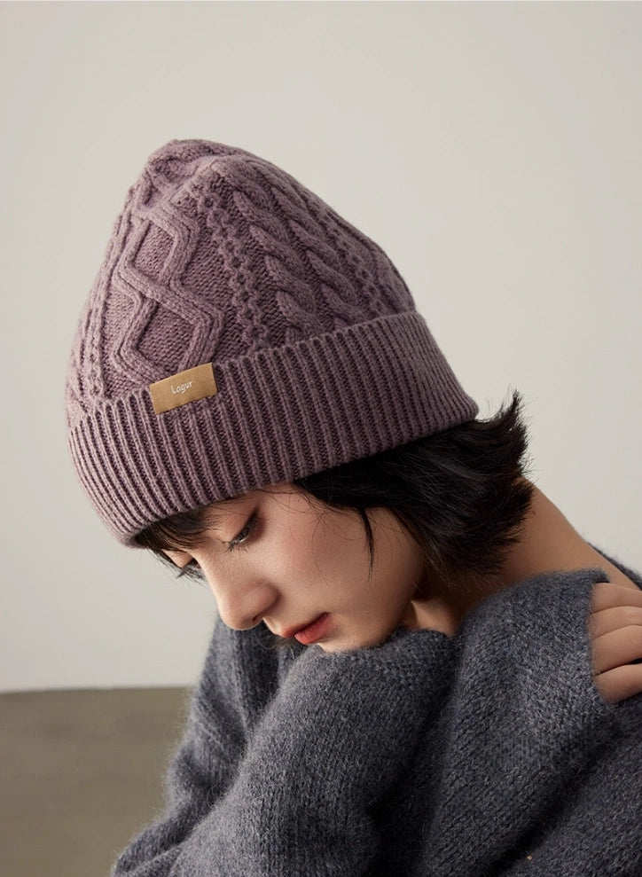 100% Wool Knit Beanie – Dreamy Purple Collection