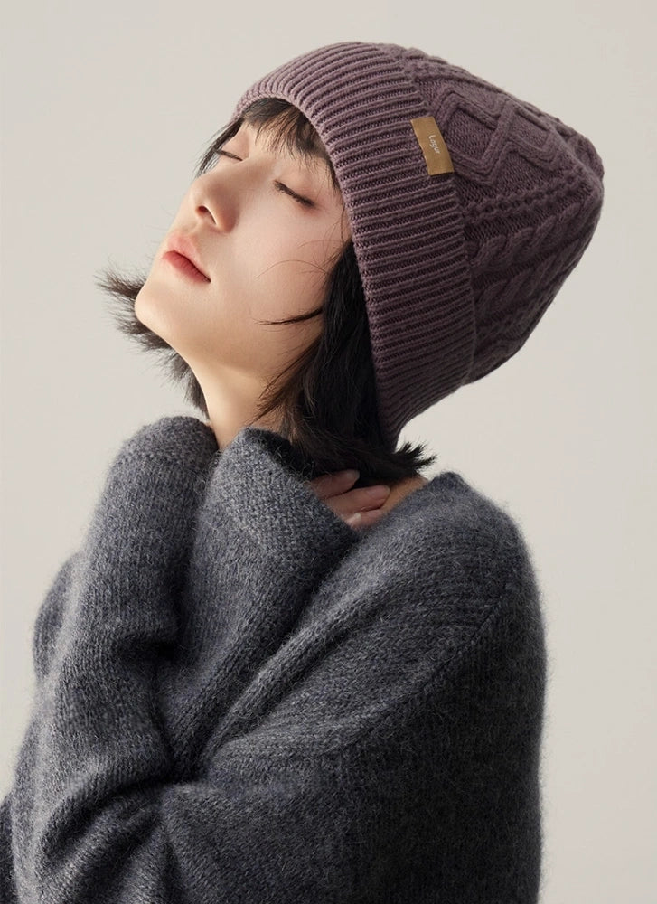 100% Wool Knit Beanie – Dreamy Purple Collection