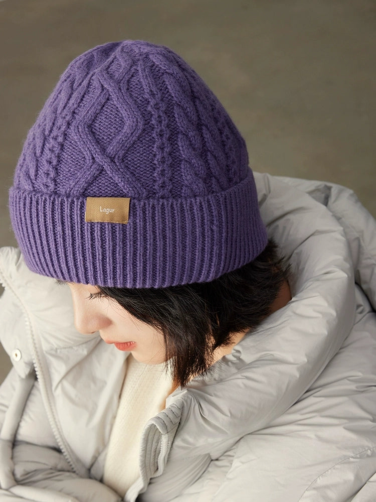 100% Wool Knit Beanie – Dreamy Purple Collection