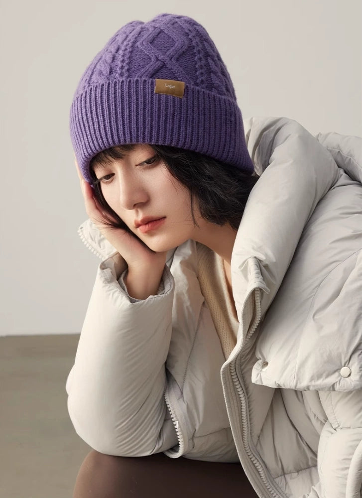 100% Wool Knit Beanie – Dreamy Purple Collection