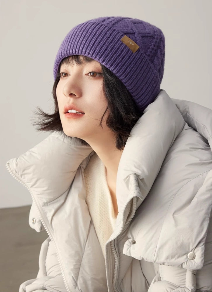 100% Wool Knit Beanie – Dreamy Purple Collection
