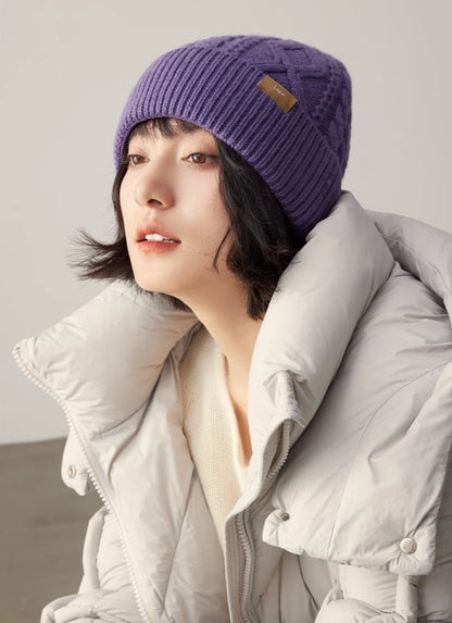 100% Wool Knit Beanie – Dreamy Purple Collection