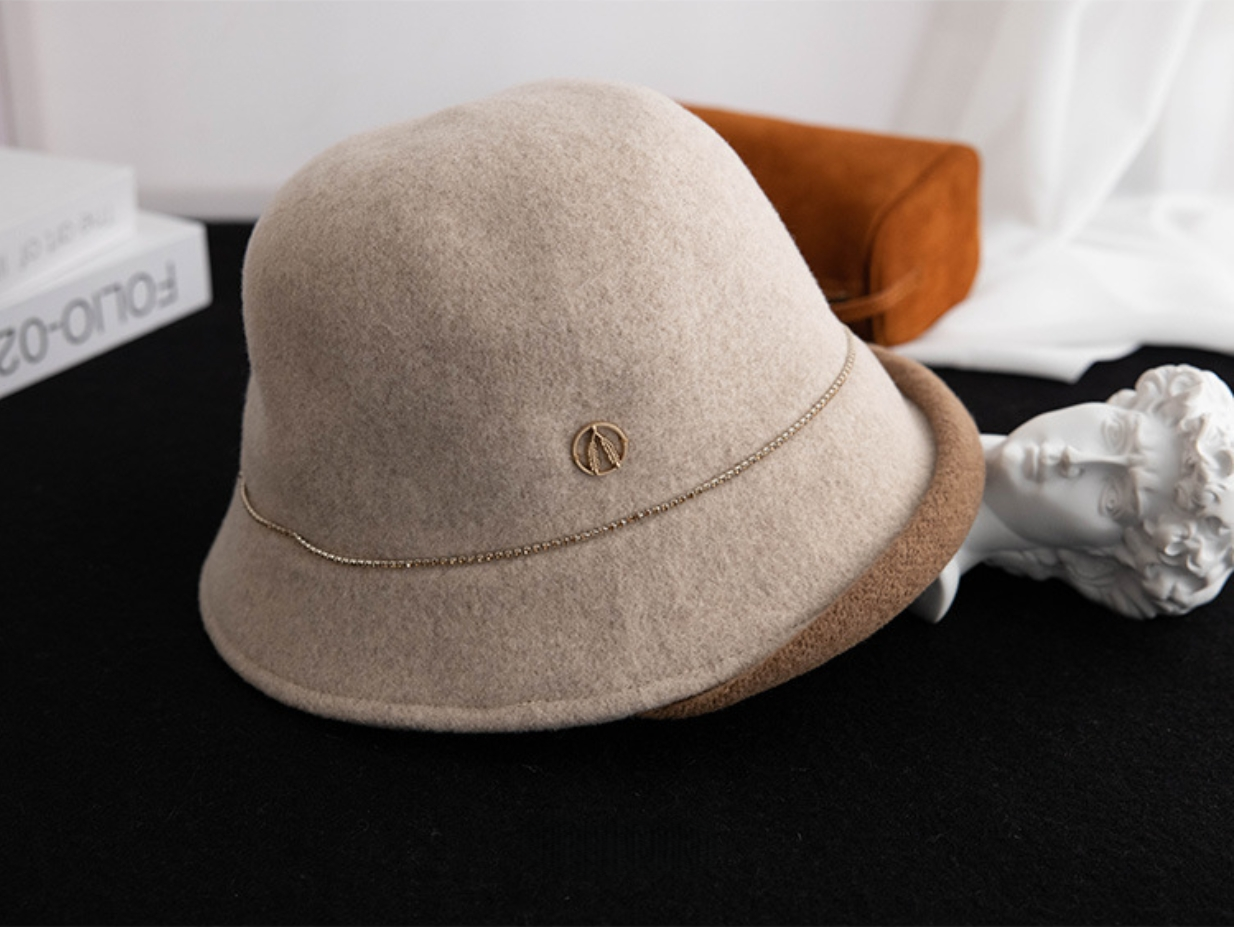 Wool Bucket Hat – Cute Wool Design in Beige - AOA Fashion Accessories
