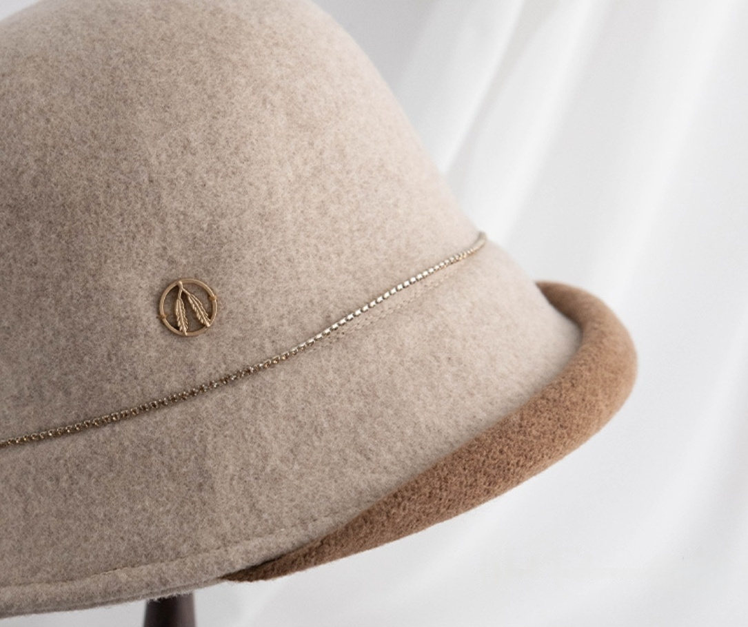 Wool Bucket Hat – Cute Wool Design in Beige - AOA Fashion Accessories