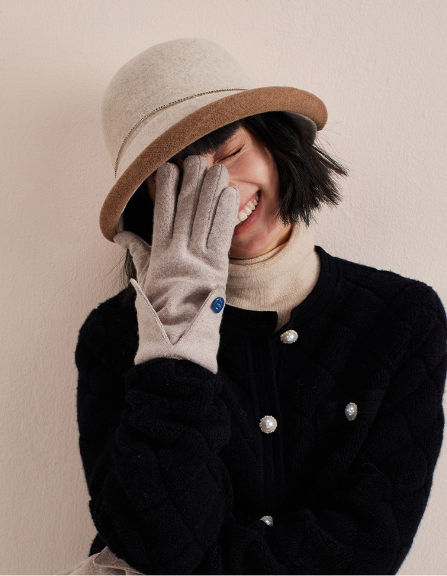 Wool Bucket Hat – Cute Wool Design in Beige - AOA Fashion Accessories