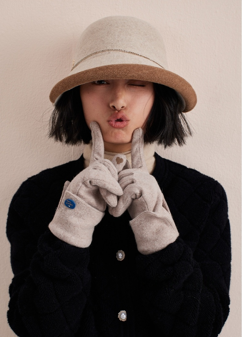 Wool Bucket Hat – Cute Wool Design in Beige - AOA Fashion Accessories