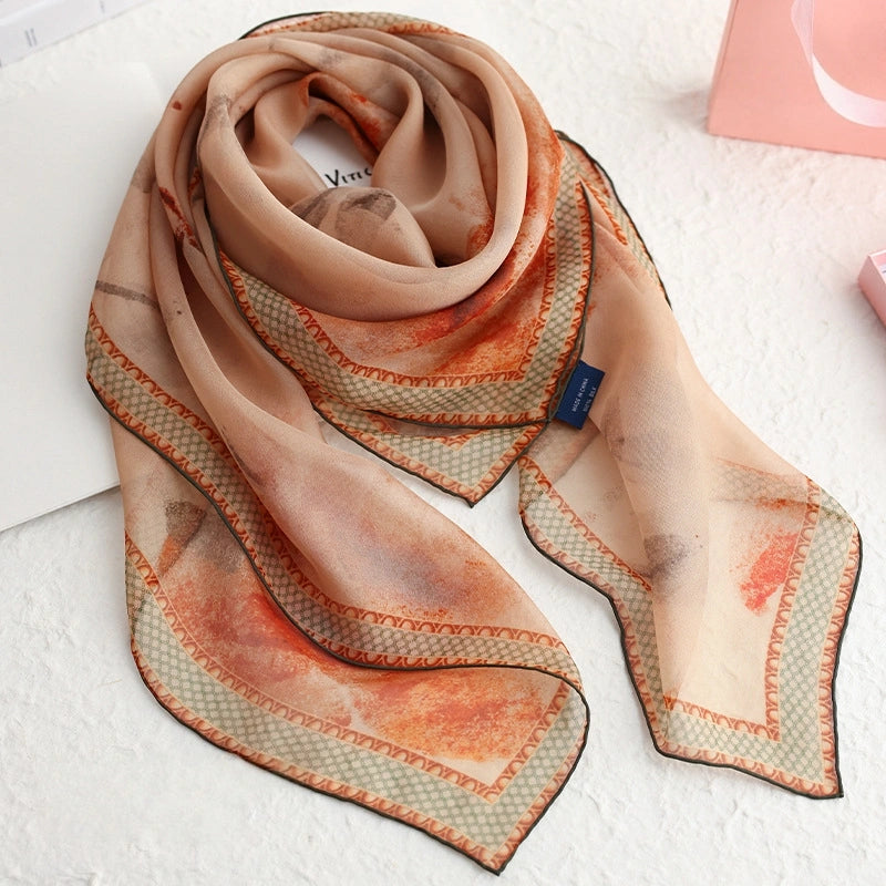 Silk Square Scarf - Xiangyunsha Plant-Dyed - AOA Fashion Accessories