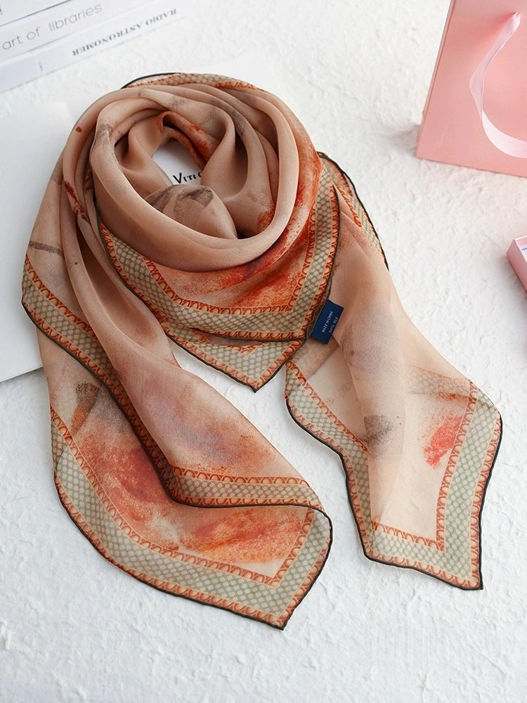 Silk Square Scarf - Xiangyunsha Plant-Dyed - AOA Fashion Accessories