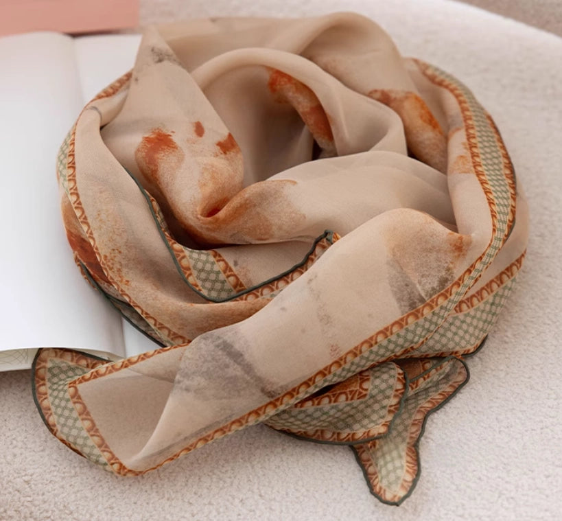 Silk Square Scarf - Xiangyunsha Plant-Dyed - AOA Fashion Accessories