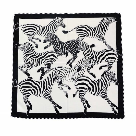 Silk Wool Square Scarf - Double-Sided Reversible | Zebra Print - AOA Fashion Accessories