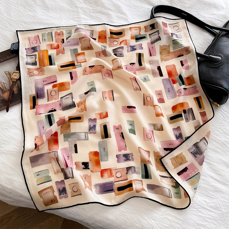 Stamp Print Silk Wool Square Scarf - OESLO