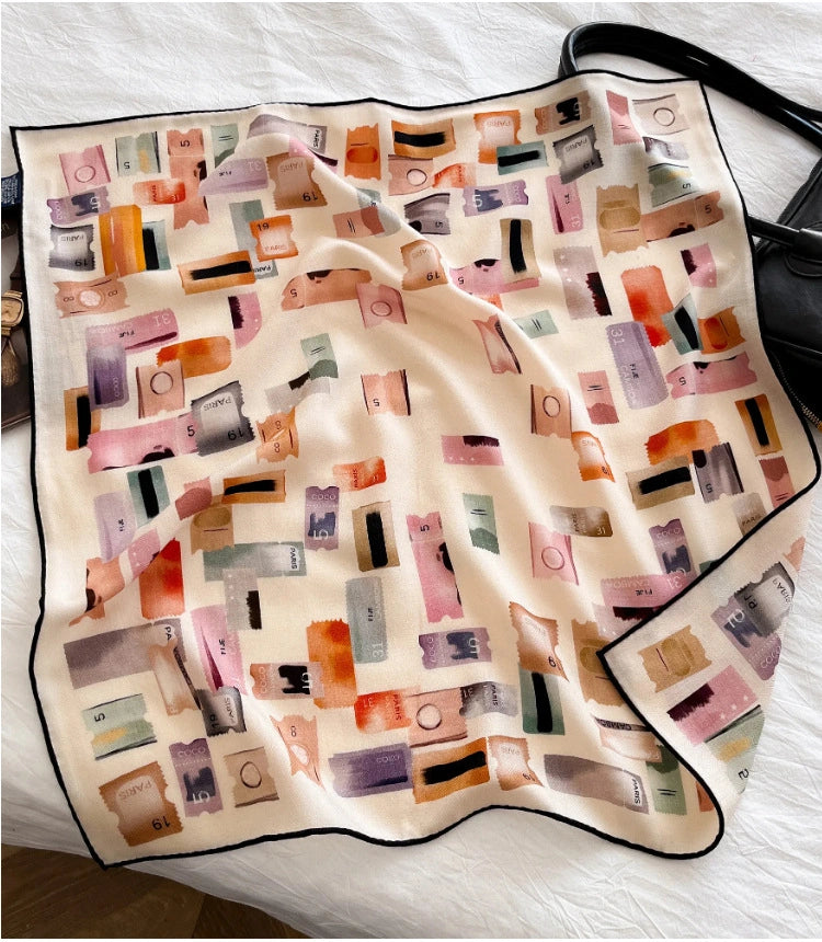 Stamp Print Silk Wool Square Scarf - OESLO