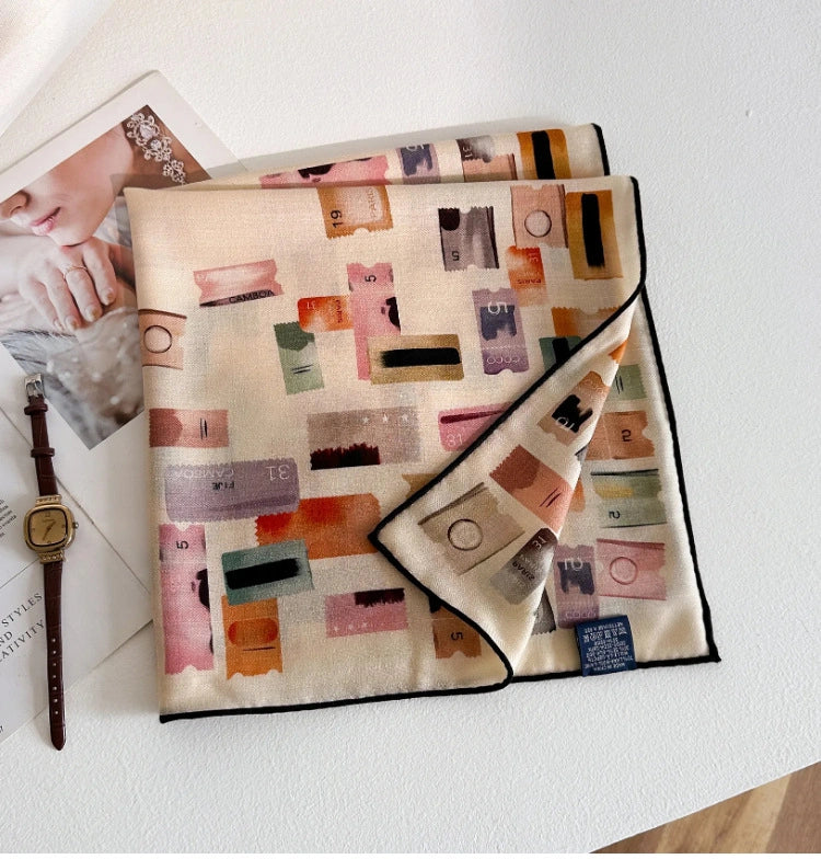 Stamp Print Silk Wool Square Scarf - OESLO