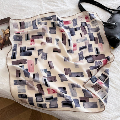 Stamp Print Silk Wool Square Scarf - OESLO