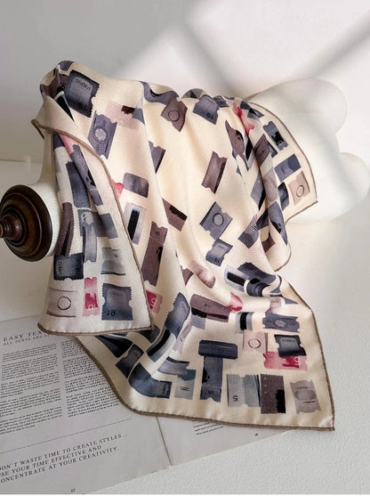 Stamp Print Silk Wool Square Scarf - OESLO