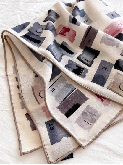 Stamp Print Silk Wool Square Scarf - OESLO