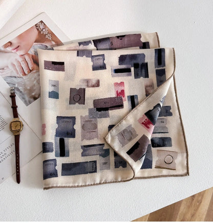 Stamp Print Silk Wool Square Scarf - OESLO