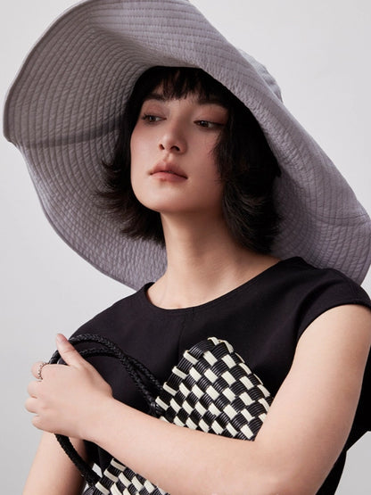 Elegant blue gray foldable sun hat with wide brim and adjustable fit for travel and daily wear