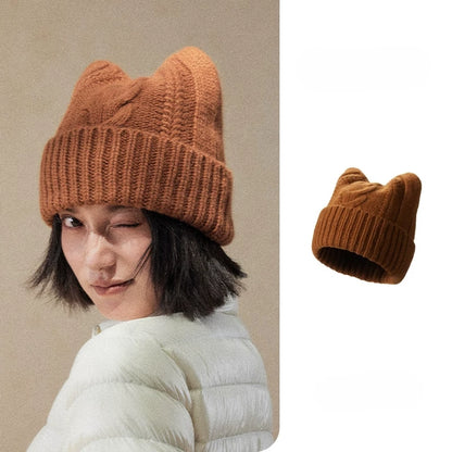 Gorro de punto con orejas de gato para invierno | Varios colores