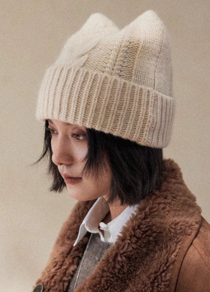 Gorro de punto con orejas de gato para invierno | Varios colores