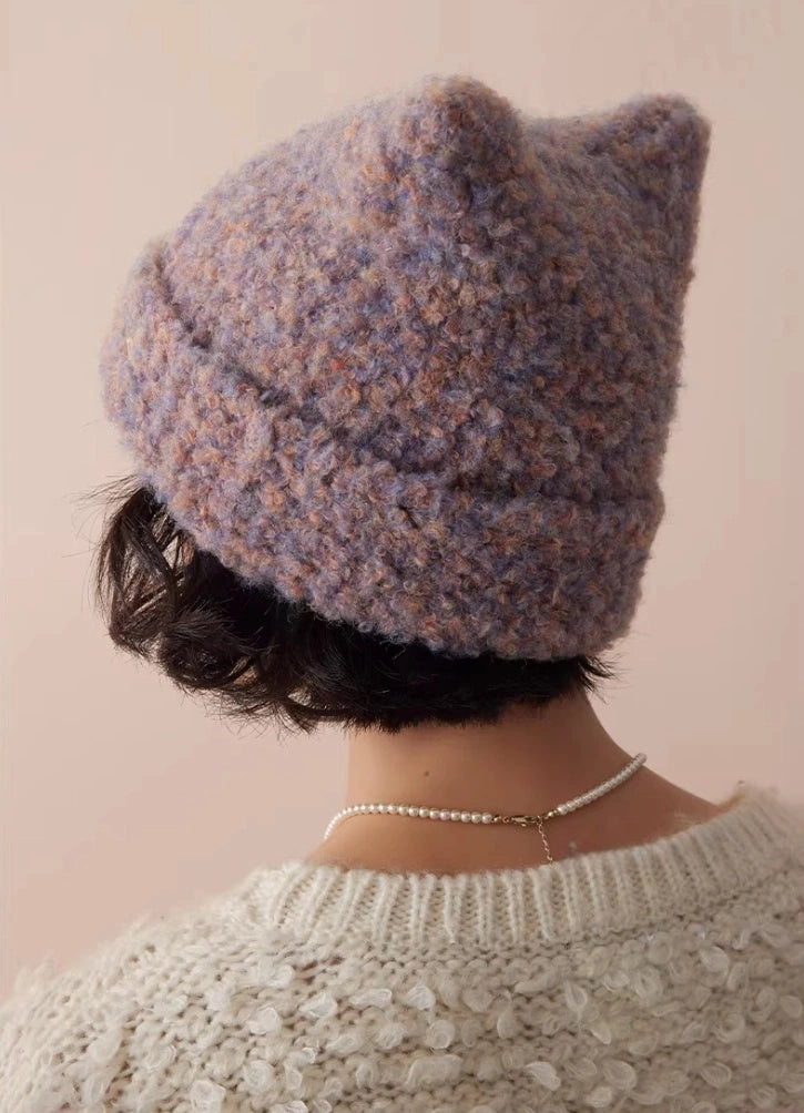 Cute Cat Ear Knit Plush Hat for Women | Multiple Colors